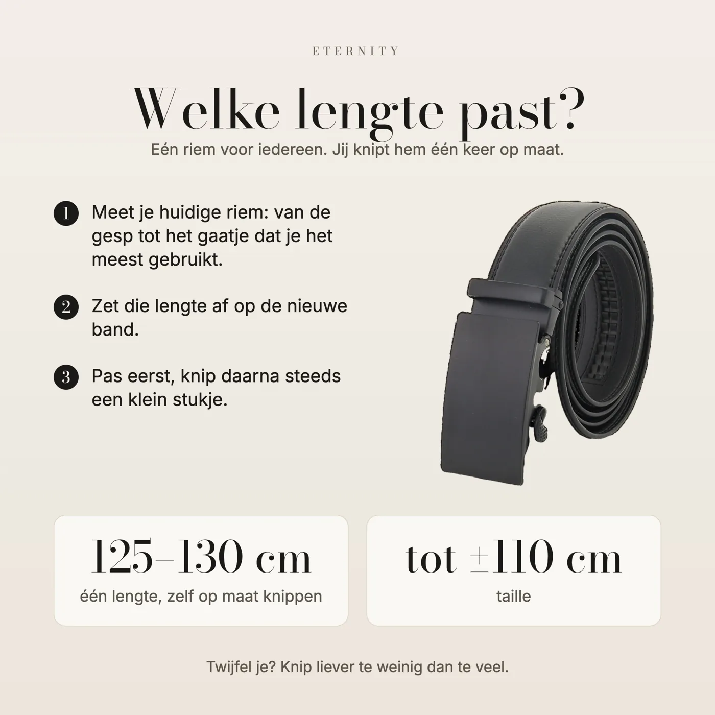 Which length fits? Size guide for the automatic belt